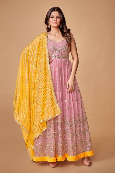 D.NO. SING175 BY ARYA DESIGNER GEORGETTE GOWN MANUFACTURER IN INDIA